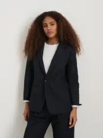 Soho Blazer In Cotton Linen(Black,XS)