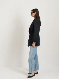 Soho Waisted Blazer In Linen Cotton(Black,XS)