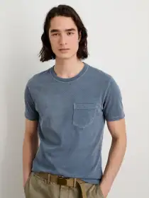 Vintage Wash Pocket Tee(Faded Blue,XS)