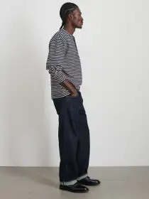 Alan Striped Henley in Cotton(Navy/Natural,XS)