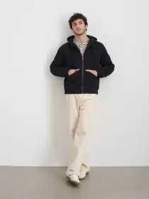 Fleece Track Zip Hoodie(Black,XS)