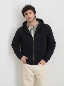Fleece Track Zip Hoodie(Black,XS)