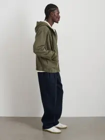 Fleece Track Zip Hoodie(Olive Green,XS)