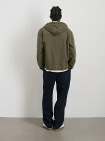 Fleece Track Zip Hoodie(Olive Green,XS)