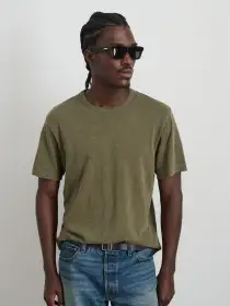 The Standard T-Shirt in Slub Cotton(Olive Grey,XS)
