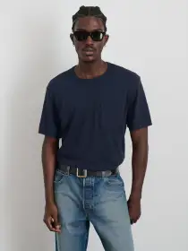 Standard Slub Pocket Tee(Navy,XS)