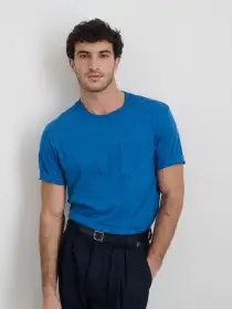 Standard Slub Pocket Tee(Washed Cobalt,XS)