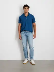 Standard Polo In Indigo Slub Cotton(Indigo,XS)