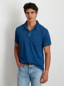 Standard Polo In Indigo Slub Cotton(Indigo,XS)