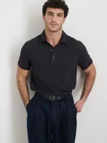 Standard Polo in Slub Cotton(Black,XS)