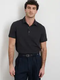 Standard Polo in Slub Cotton(Black,XS)