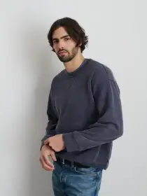 Marlon Sweatshirt in Lightweight Cotton Terry(Dark Navy,XS)