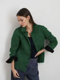 Britt Work Jacket in Herringbone(Emerald,XS)