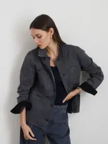 Britt Work Jacket in Herringbone(Pebble,XS)