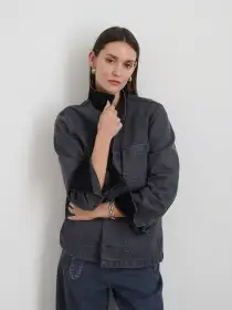 Britt Work Jacket in Herringbone(Pebble,XS)