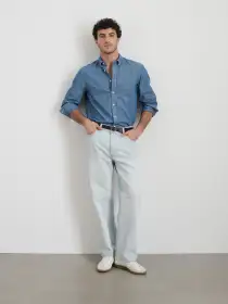 AM Relaxed Straight 5 Pocket Jean(Ultra Light Wash,28)