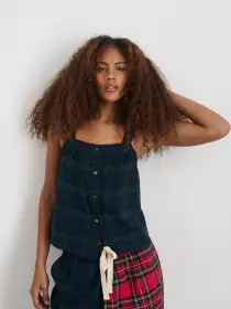 P'Jimmies Sleep Cami in Flannel(Blackwatch Plaid,XXS)