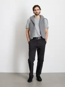 Slim Trouser In Chino (Long Inseam)(Black,28)