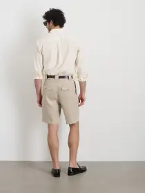 Daniel Pleated Shorts In Linen Herringbone(Flax,28)
