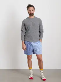 P'Jimmies Sleep Short in Stripe(Classic Blue Mixed Stripe,XXS)