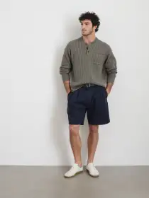 Standard Pleated Short In Chino(Dark Navy,28)