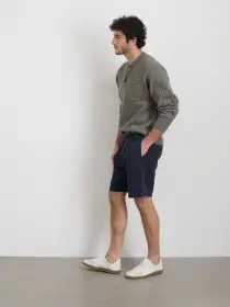 Standard Pleated Short In Chino(Dark Navy,28)
