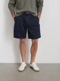 Standard Pleated Short In Chino(Dark Navy,28)