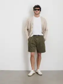 Standard Pleated Short In Chino(Deep Moss,28)