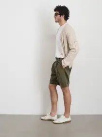 Standard Pleated Short In Chino(Deep Moss,28)