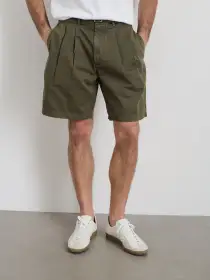 Standard Pleated Short In Chino(Deep Moss,28)