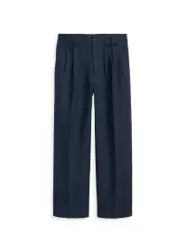 Daniel Pleated Trouser In Linen Herringbone