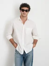 Easy Shirt in Cotton Poplin(White,XS)