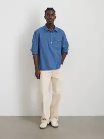 Carter Popover In Cotton Linen(Pacific,XS)