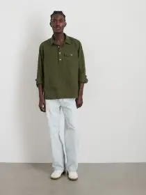 Carter Popover In Cotton Linen(Surplus Green,XS)