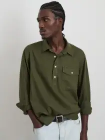Carter Popover In Cotton Linen(Surplus Green,XS)