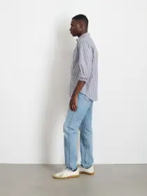 Mill Shirt in Striped Cotton Poplin(Navy/White,XS)