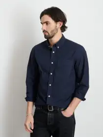 Mill Shirt in Cotton Poplin(Dark Navy,XS)