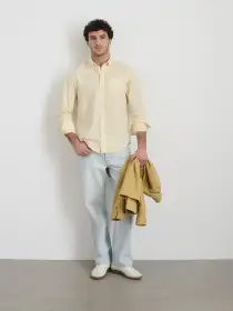 Mill Shirt in Thin Stripe(White/Yellow,XS)