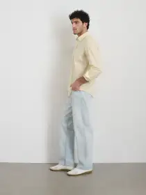 Mill Shirt in Thin Stripe(White/Yellow,XS)