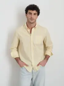 Mill Shirt in Thin Stripe(White/Yellow,XS)