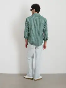 Mill Shirt in Thin Stripe(Cypress/Ivory,XS)