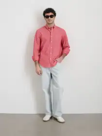 Mill Shirt in Washed Chambray(Red Chambray,XS)