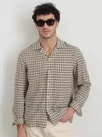 Mason Shirt In Cotton Linen(Flax/Black,XS)