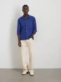 Mason Shirt In Japanese Crinkle Cotton(Blue,XS)