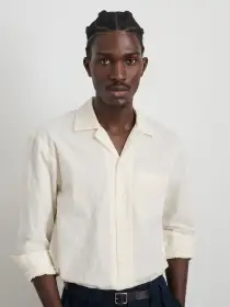 Mason Shirt In Japanese Crinkle Cotton(Off White,XS)