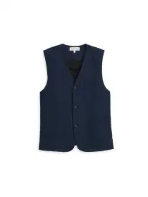 Daniel Vest In Linen Herringbone