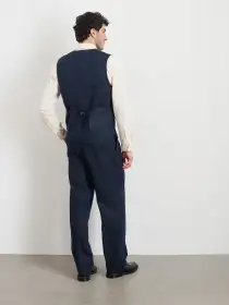 Daniel Vest In Linen Herringbone(Navy/Black,XS)
