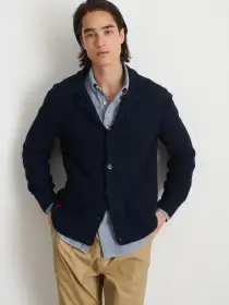Mitchell Cardigan In Linen Cotton(Dark Navy,XS)