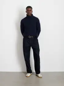Judd Ribbed Turtleneck in Washed Cashmere(Navy,XS)