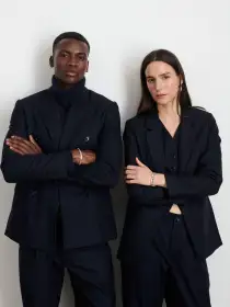 Judd Ribbed Turtleneck in Washed Cashmere(Navy,XS)